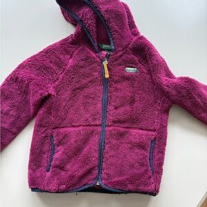L.L.Bean Plush Hooded Fleece Jacket - Magenta with Green Tag